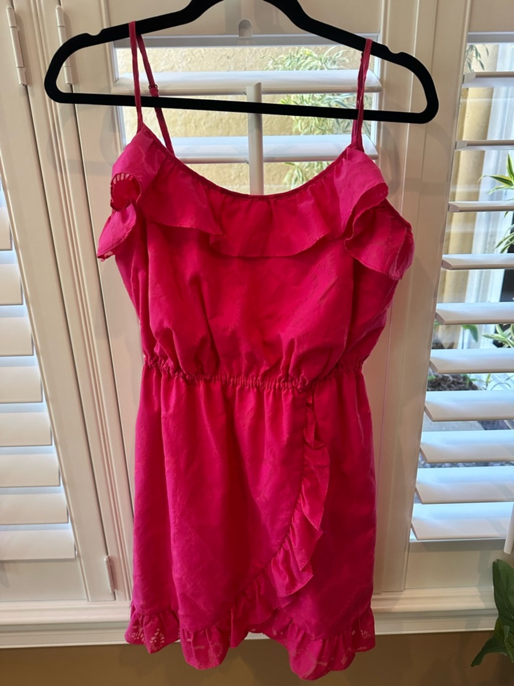 Ruffled  Mini Dress in Hot Pink - Picture 4 of 5